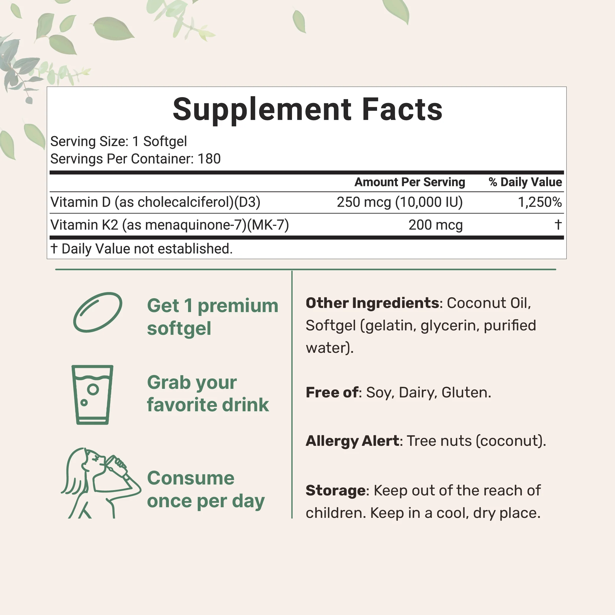 Micro Ingredients Vitamin D3 K2 Supplement Softgels - Image 6